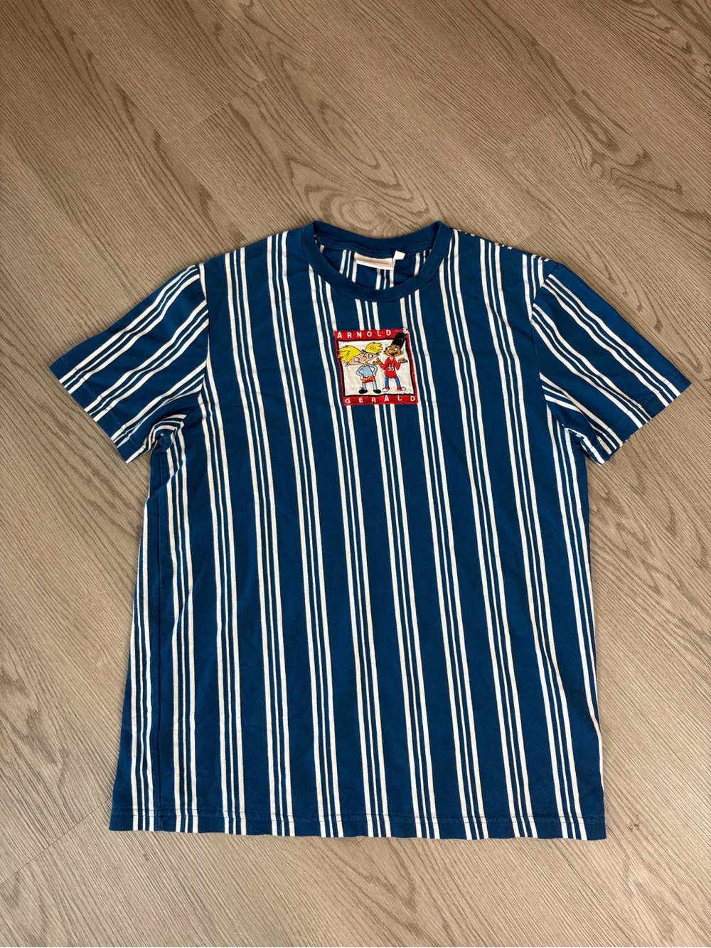 Nickelodeon Blue and White Striped Tee with Character Patch